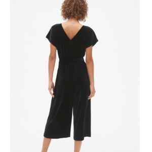 Black velvet wide-leg jumpsuit